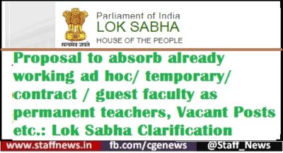 proposal-to-absorb-already-working-ad-hoc-temporary-contract-guest-faculty-as-permanent-teachers-vacant-posts-etc-lok-sabha-clarification