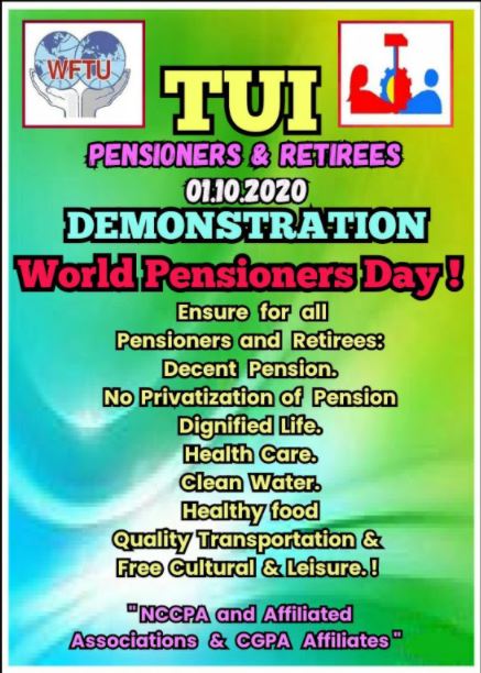 Trade Union International Calls to observe 01.10.2020 the World Pensioners Day and Hold Demonstration!