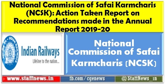 National Commission of Safai Karmcharis (NCSK): Action Taken Report on Recommendations made in the Annual Report 2019-20