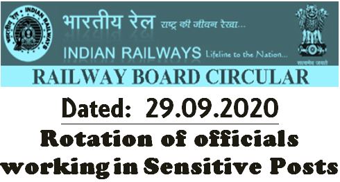 Rotation of officials working in Sensitive Posts: Railway Board Circular