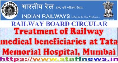 treatment of railway medical beneficiaries at tata memorial hospital mumbai