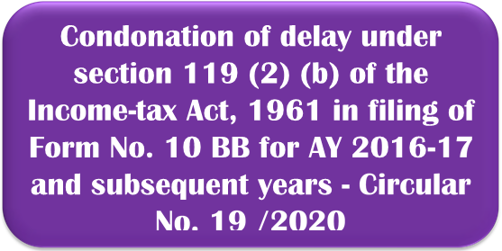 Condonation of delay under section 119 (2) (b) of the Income-tax Act, 1961 in filing of Form No. 10 BB for AY 2016-17 and subsequent years