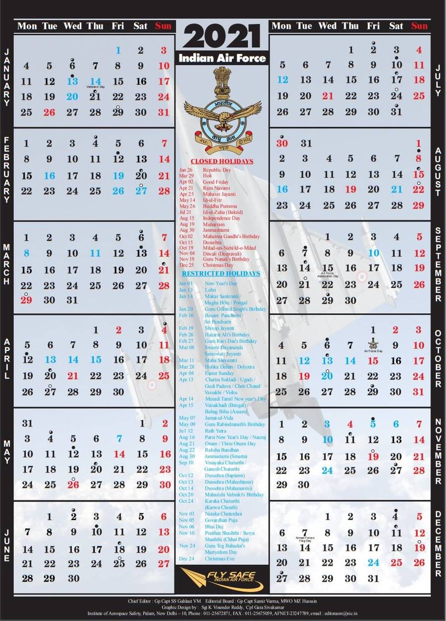 INDIAN AIR FORCE CALENDAR 2021 on Golden Jubilee Year of Indo-Pak War of 1971 available for download