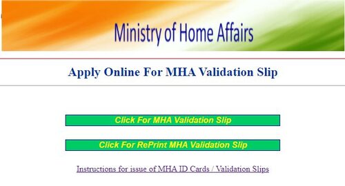Issue of MHA validation card for the year-2021