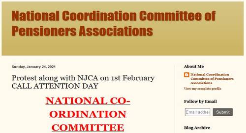 Freezing of Dearness Relief, 7th CPC Option No. 1 Pension fitment formula issues in NCCPA Charter of Demands to protest along with NJCA on 1st February CALL ATTENTION DAY