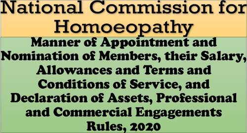 National Commission for Homoeopathy – Appointment, Nomination, Salary, Allowances, Terms and Conditions of Service Rules 2020