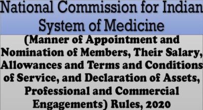 national-commission-for-indian-system-of-medicine-appointment-nomination-salary-allowances-etc-rules-2020