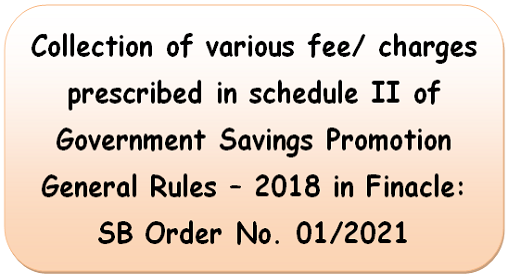 Collection of various types of fee: SB Order 01/2021 for clarification on fee for Post Office Saving Bank Cheque book