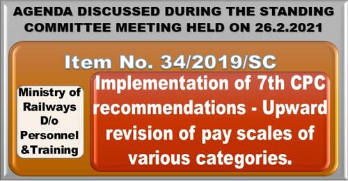 7th CPC recommendations – Upward revision of pay scales of various categories of Indian Railway: Item No. 34/2019/SC Standing Committee Meeting