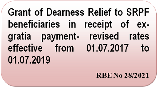 Grant of Dearness Relief to SRPF beneficiaries in receipt of ex-gratia payment- revised rates effective from 01.07.2017 to 01.07.2019