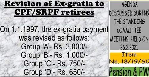 Revision of Ex-gratia to CPF/SRPF retirees: Item No. 18/19/SC Standing Committee Meeting