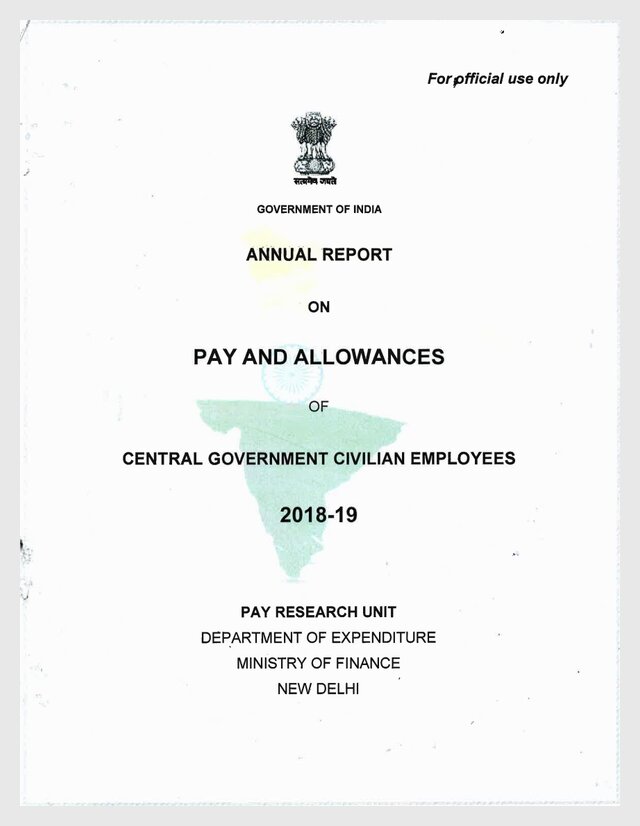 Annual Report on Pay and Allowances for the Year 2018-19 of Central Government Civilian Employees by Department of Expenditure