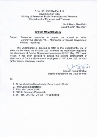 attendance-of-central-government-officials-dopt-om-dated-28-05-2021