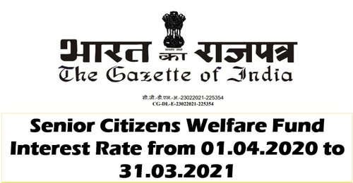 Senior Citizens Welfare Fund: Interest rate 5.81% from 1 April 2020 to 31st March, 2021