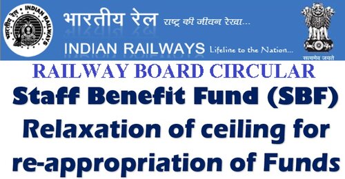 Staff Benefit Fund (SBF) – Relaxation of ceiling for re-appropriation of Funds: Railway Board Order
