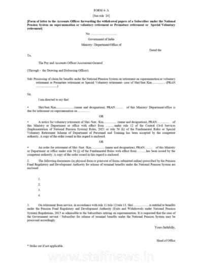 Form 4 A CCS NPS Rules 2021 English
