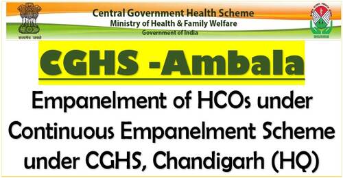 Sri Onkar Eye and ENT Care Centre: Empanelment of HCOs under CGHS Ambala for Exclusive Eye Care