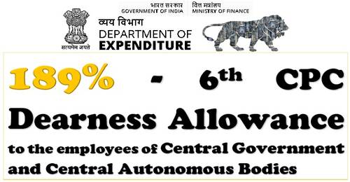 6th CPC Dearness Allowance from July-2021 @ 189% for CABs employees: Fin Min Order