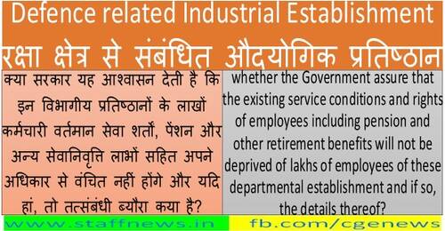 Defence related Industrial Establishment रक्षा क्षेत्र से संबंधित औदयोगिक प्रतिष्ठान: All the employees of OFB transferred to DPSU on Deemed deputation