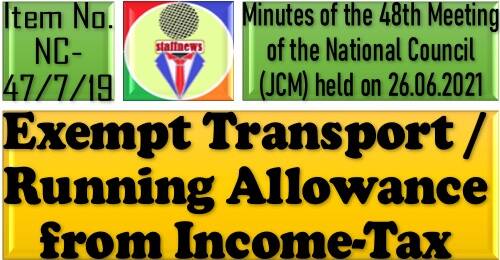 Exempt Transport / Running Allowance from Income-Tax: 48th NC JCM Meeting