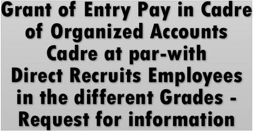 Grant of Entry Pay in Cadre of Organized Accounts Cadre at par-with Direct Recruits Employees in the different Grades