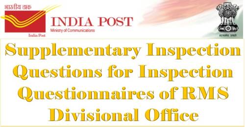 Supplementary Inspection Questions for Inspection Questionnaires of RMS Divisional Office: DoP Order dated 24.08.2021