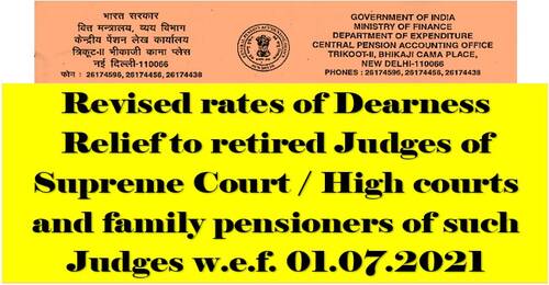 Dearness Relief from 01.07.2021 @ 28% to retired Judges of Supreme Court / High courts