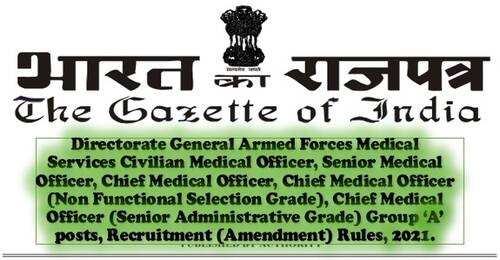 Directorate General Armed Forces Medical Services, Group ‘A’ posts, Recruitment (Amendment) Rules, 2021.