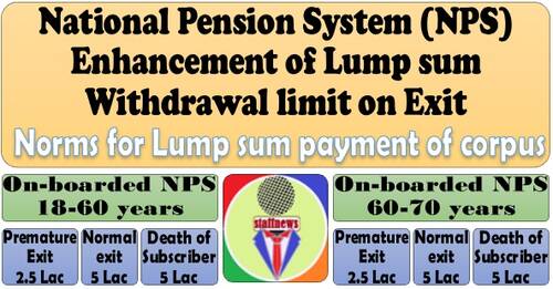 Enhancement of Lump sum Withdrawal limit on Exit – National Pension System