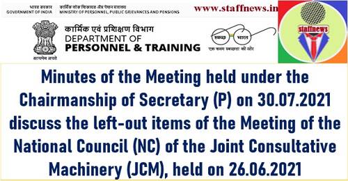 Minutes of the Meeting held on 30.07.2021 discuss the left-out items of the Meeting of the National Council of the JCM