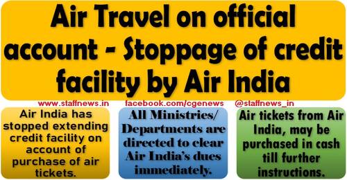 Air Travel on official account (Tour/LTC) – Stoppage of credit facility by Air India: FinMin OM dated 27.10.2021