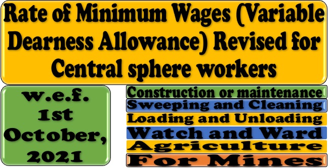 Increase in Minimum Wages from 01.04.2021 to 01.10.2021 न्यूनतम वेतन में वृद्धि 