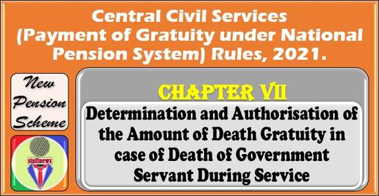 Death Gratuity in case of Death of Government Servant During Service: Chapter VII – CCS (Payment of Gratuity under NPS) Rules, 2021