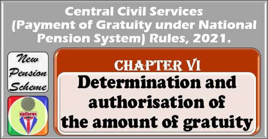 Determination and authorisation of the amount of gratuity: Chapter VI – CCS (Payment of Gratuity under NPS) Rules, 2021