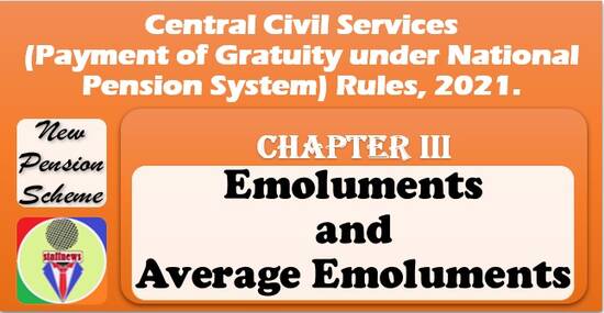 Emoluments and Average Emoluments: CHAPTER III-CCS (Payment of Gratuity under NPS) Rules, 2021