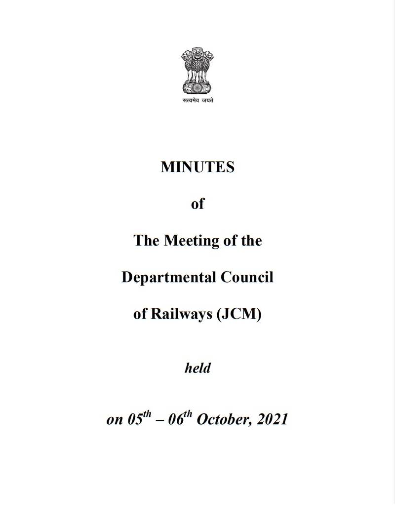 MINUTES of The Meeting of the Departmental Council of Railways (JCM) held on 05th – 06th October, 2021