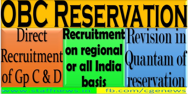 OBC Reservation in Direct Recruitment of Group C and D Posts समूह ‘ग’ और समूह ‘घ’ पदों की सीधी भर्ती में अन्य पिछड़ा वर्ग के लिए आरक्षण