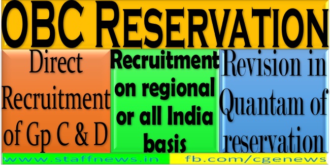 OBC Reservation in Direct Recruitment of Group C and D Posts समूह ‘ग’ और समूह ‘घ’ पदों की सीधी भर्ती में अन्य पिछड़ा वर्ग के लिए आरक्षण
