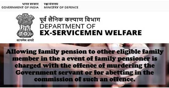 Allowing family pension to other eligible family member on family pensioner is accused or abetted in murdering: DESW Order
