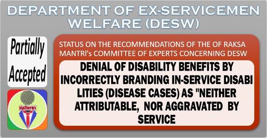 Denial of disability benefits by incorrectly branding in-service disabilities (Disease cases) as “Neither Attributable, Nor aggravated by service”: Recommendations