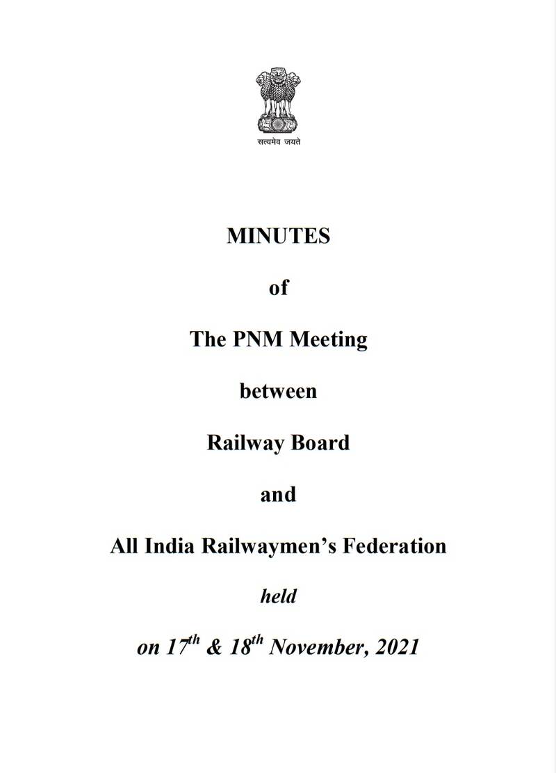  Minutes of the PNM meeting between Railway Board and AIRF held on 17th & 18th Nov 2021