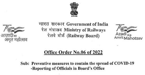Reporting of Officials in Board’s Office: Railway Board Office Order No.06 of 2022