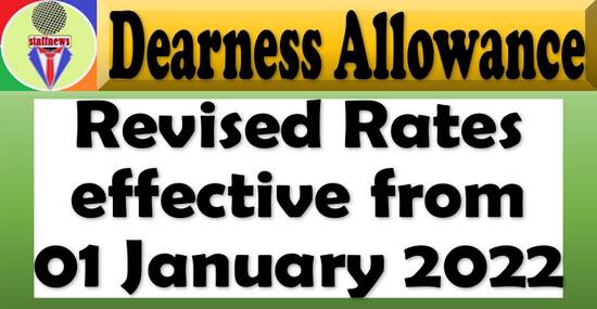 Dearness Allowance – Revised Rates effective from 01.01.2022: Department of Posts