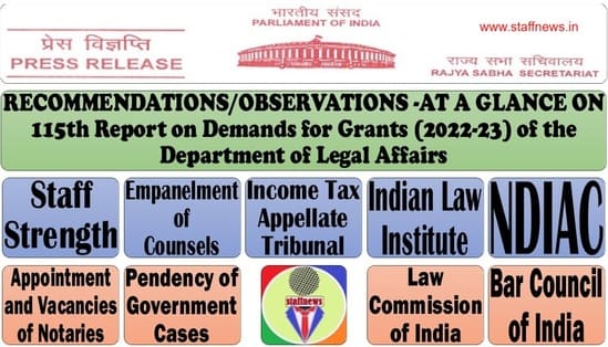 115th Report on Demands for Grants (2022-23) of the Department of Legal Affairs by Department-related Parliamentary Standing Committee on Personnel, Public Grievances, Law and Justice
