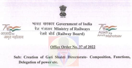 Creation of Gati Shakti Directorate- Composition, Functions, Delegation of power: Railway Board Office Order