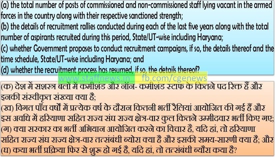 Vacant Posts in the Armed Forces in the Country and details of Recruitment Rallies time schedule, State/UT-wise