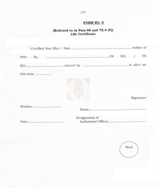 Submission of Life Certificate by NRI Defence Pensioners living abroad on Form 5 – Download