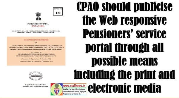 CPAO should publicise the Web responsive Pensioners’ service portal: ATR on recommendation of DRPSC