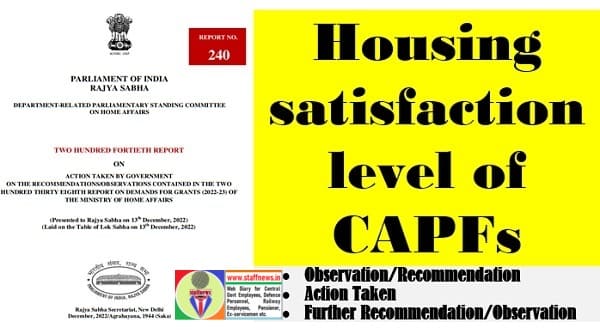 Housing satisfaction level of CAPFs – Construction of 19,432 houses