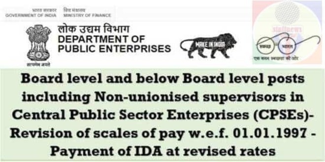 DA from 01.01.2023 @ 408.4% to CPSEs 1997 Pay Scale – Board level and below Board level posts including Non-unionised supervisors
